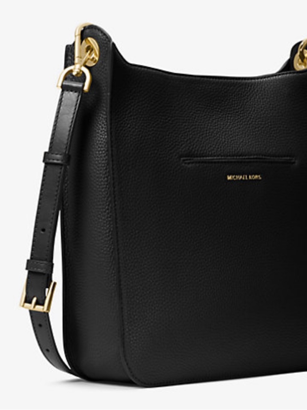 Michael Kors Black Pebbled Leather Hobo with Gold Hardware